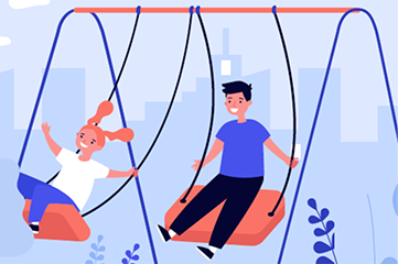Ilustración de niños jugando en un patio de recreo
